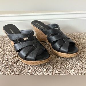 Carlo Rossetti Black Wedge Sandals. Size 9.5. Great condition! Cork